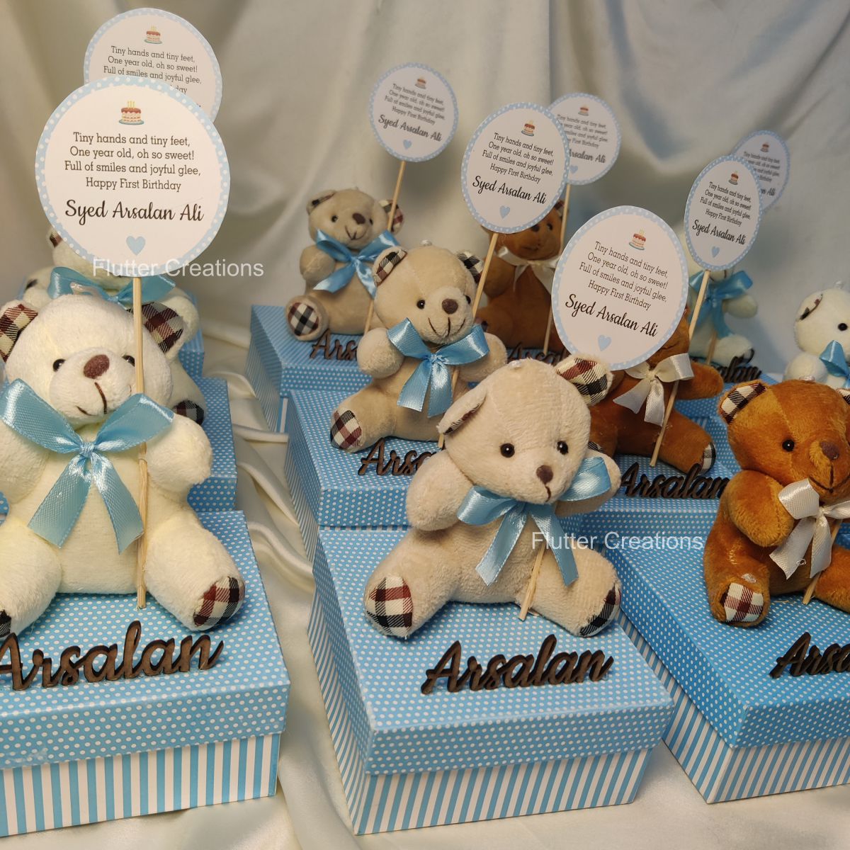 Baby Boy Announcement Box - Teddy Bear with Wooden Letters