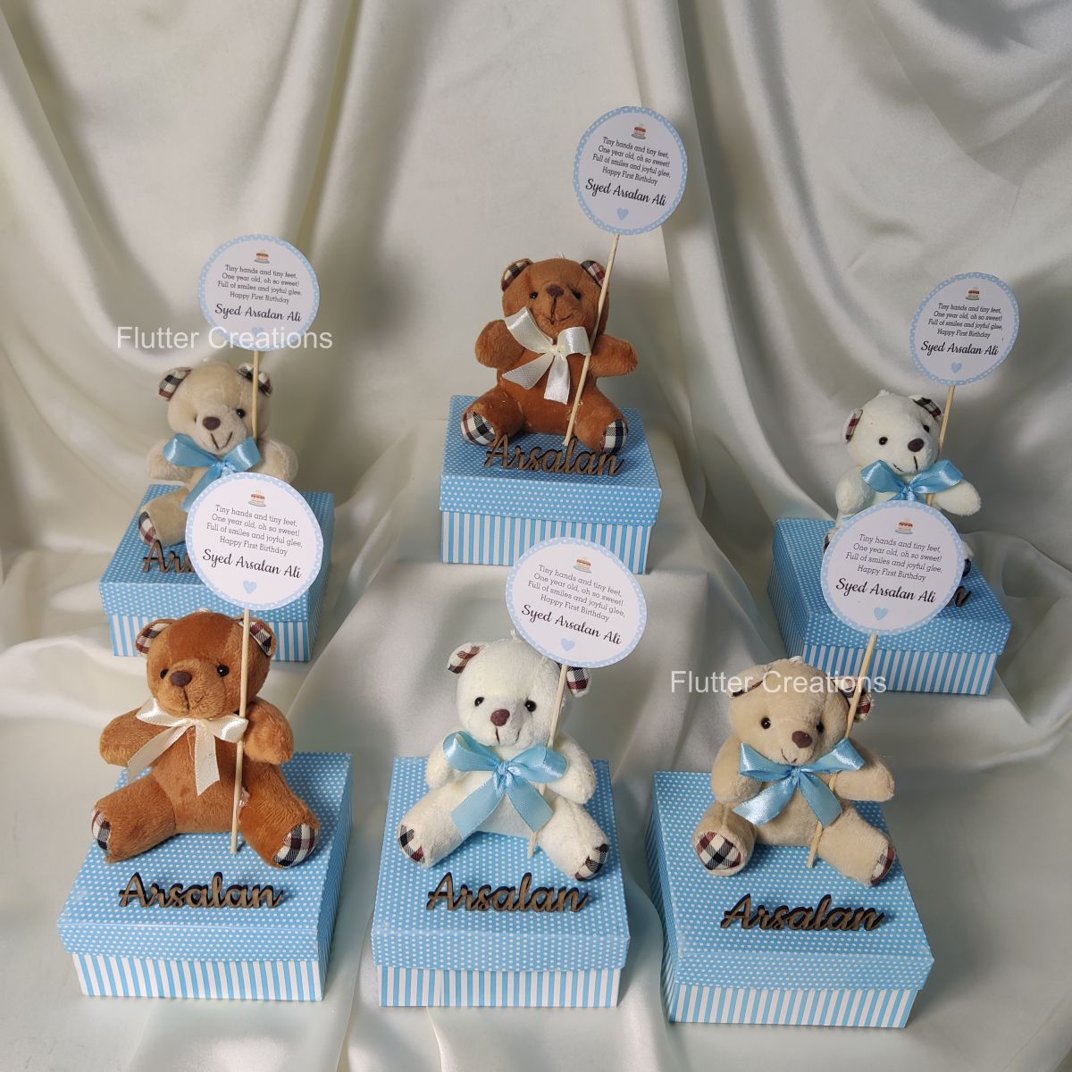 Baby Boy Announcement Box - Teddy Bear with Wooden Letters