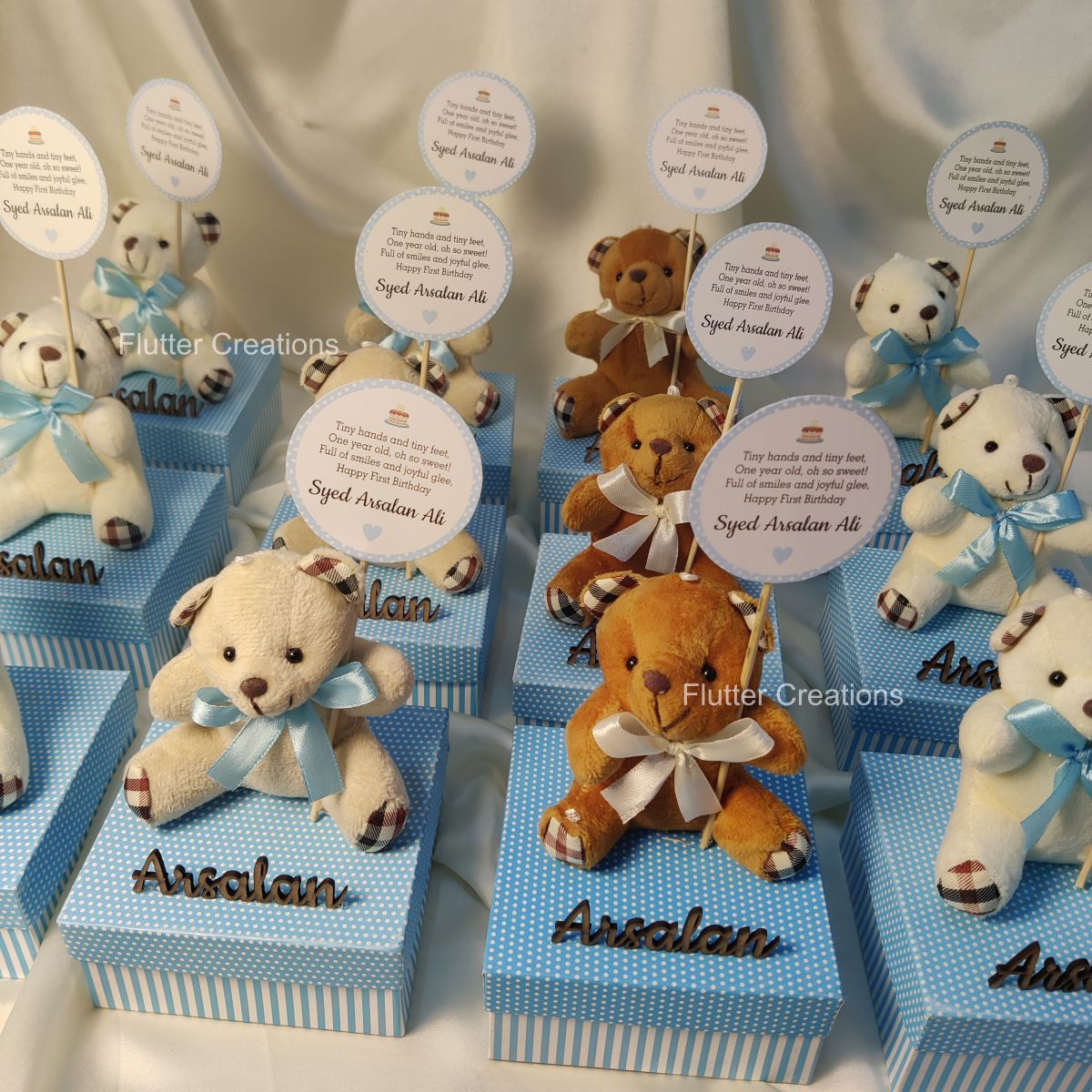 Baby Boy Announcement Box - Teddy Bear with Wooden Letters