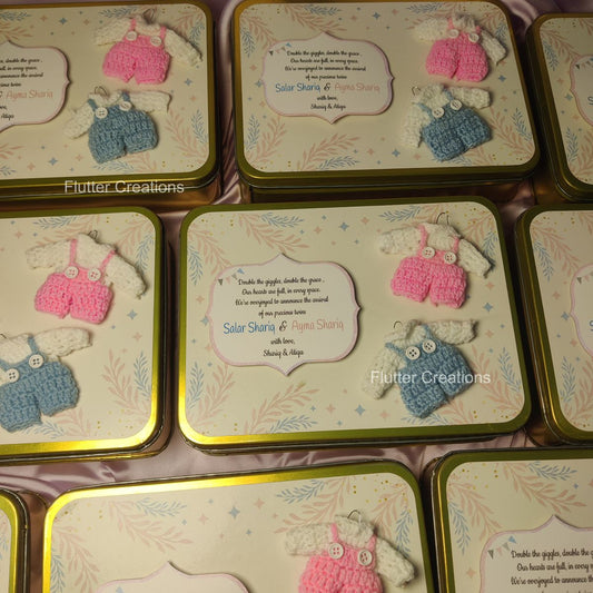 Twin Baby Tin Box - Baby Announcement