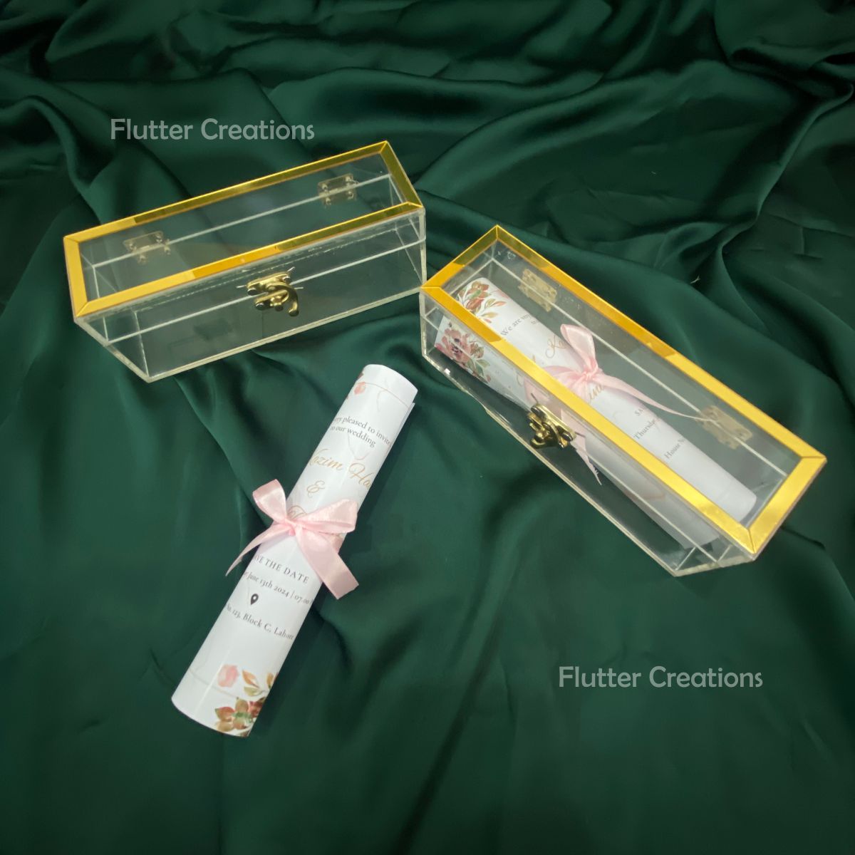 Wedding Invitation Box with Golden on Top