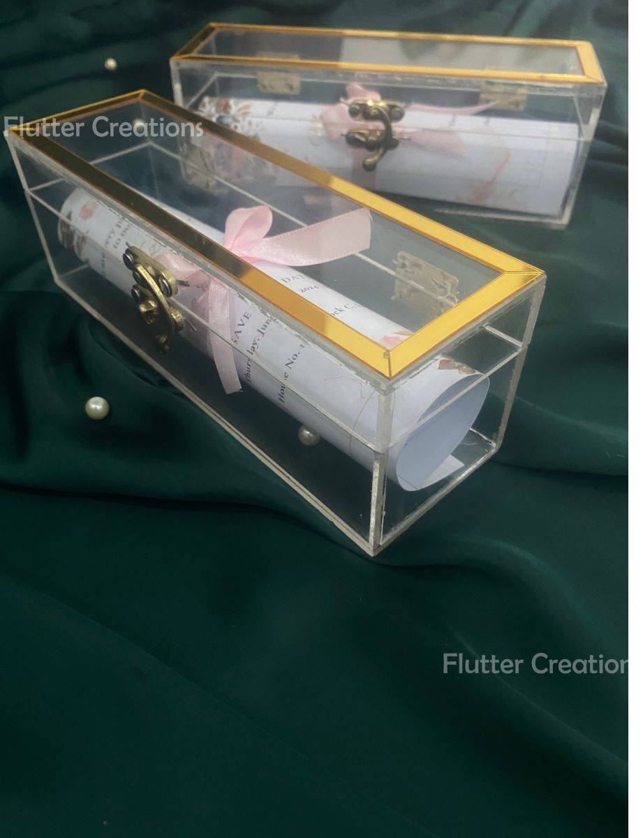 Wedding Invitation Box with Golden on Top