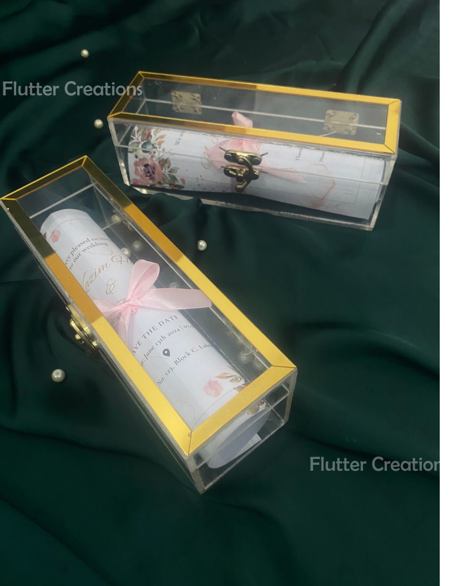 Wedding Invitation Box with Golden on Top