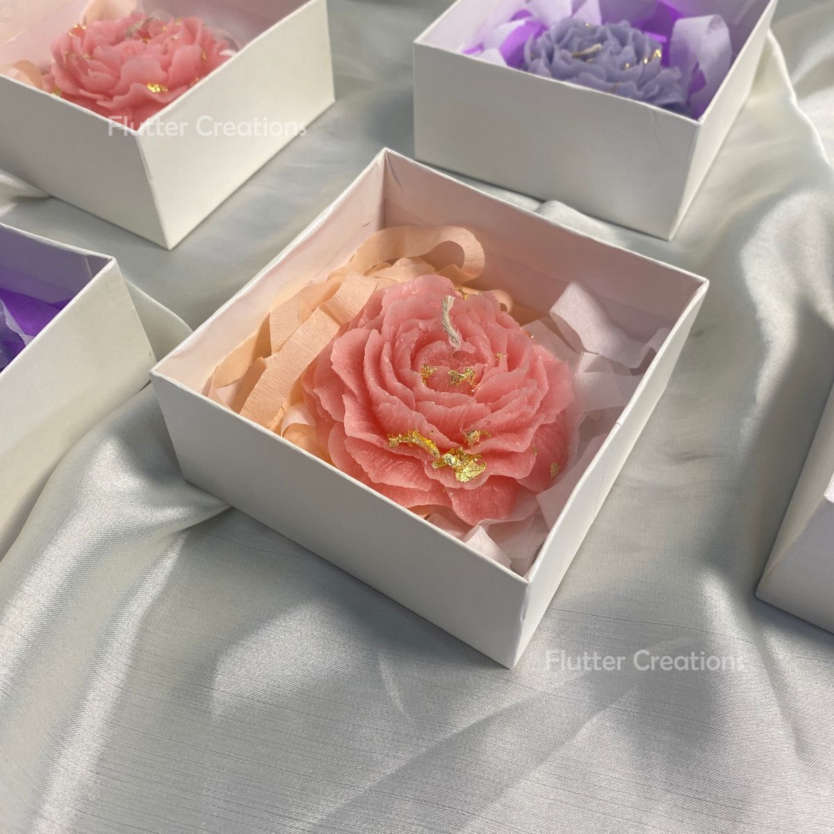 Gift Box with Ribbon, Stamen & Tag (Pink)