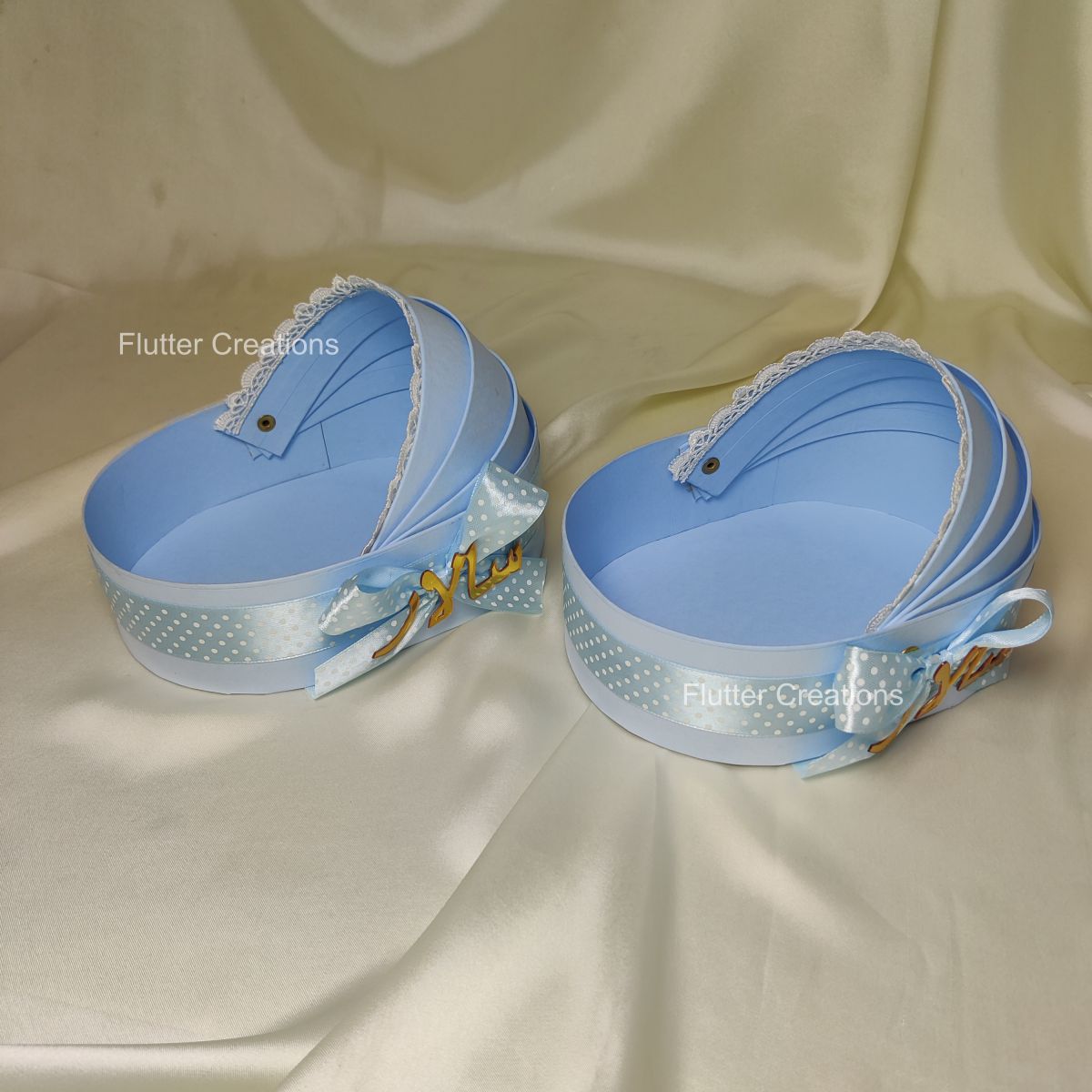 Cradle Box with Ribbon & Name Cutout