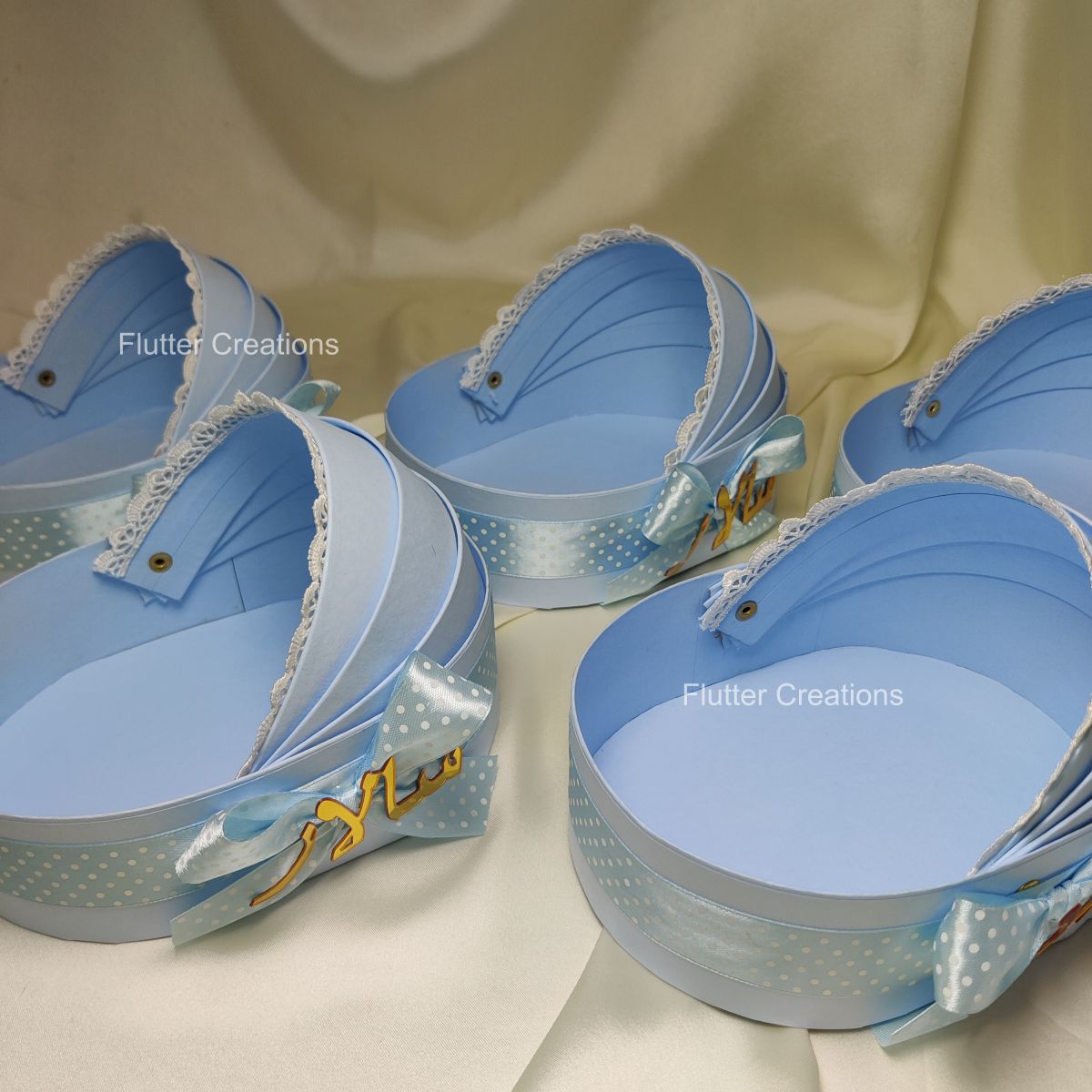 Cradle Box with Ribbon & Name Cutout