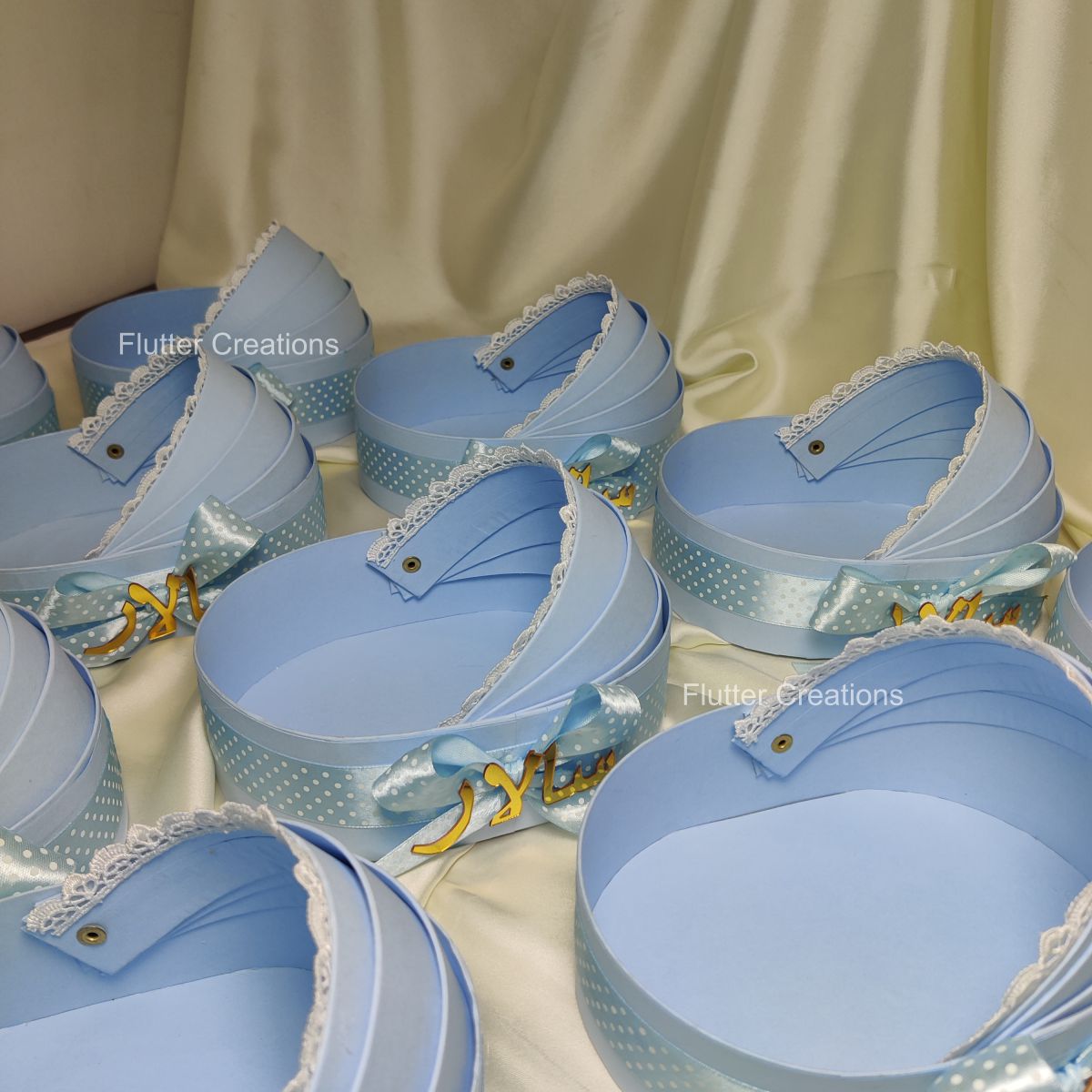 Cradle Box with Ribbon & Name Cutout