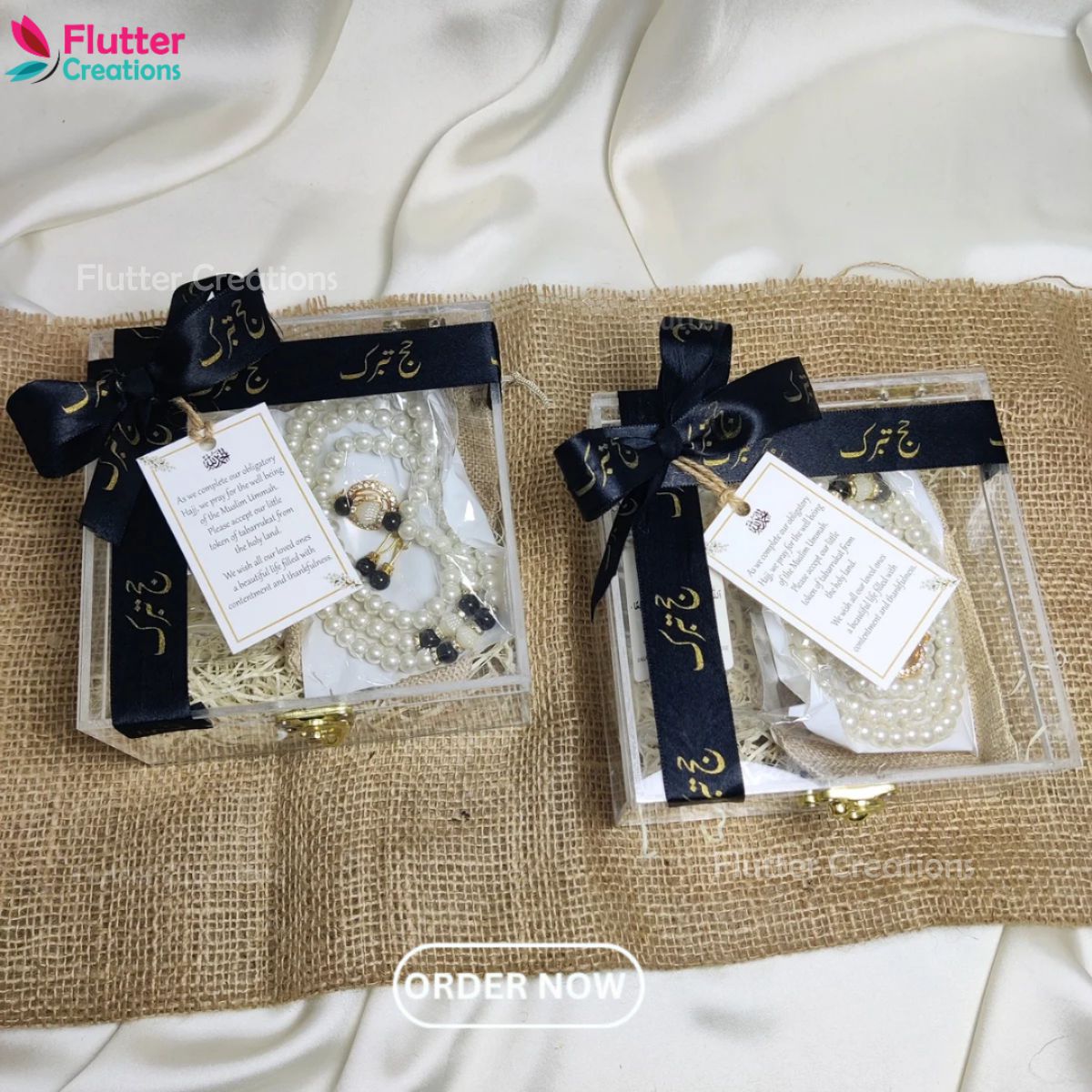 Acrylic box with Hajj Ribbon & Customized Tag