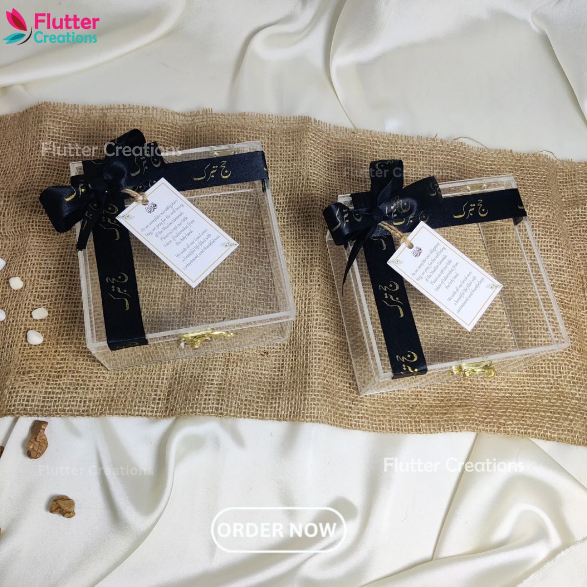 Acrylic box with Hajj Ribbon & Customized Tag
