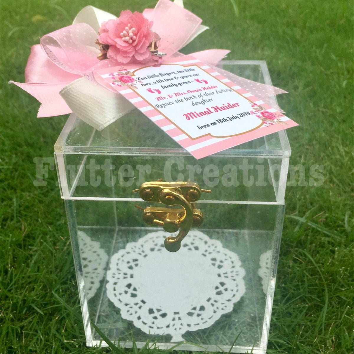 Pinkette - Baby Girl Announcement Acrylic Box