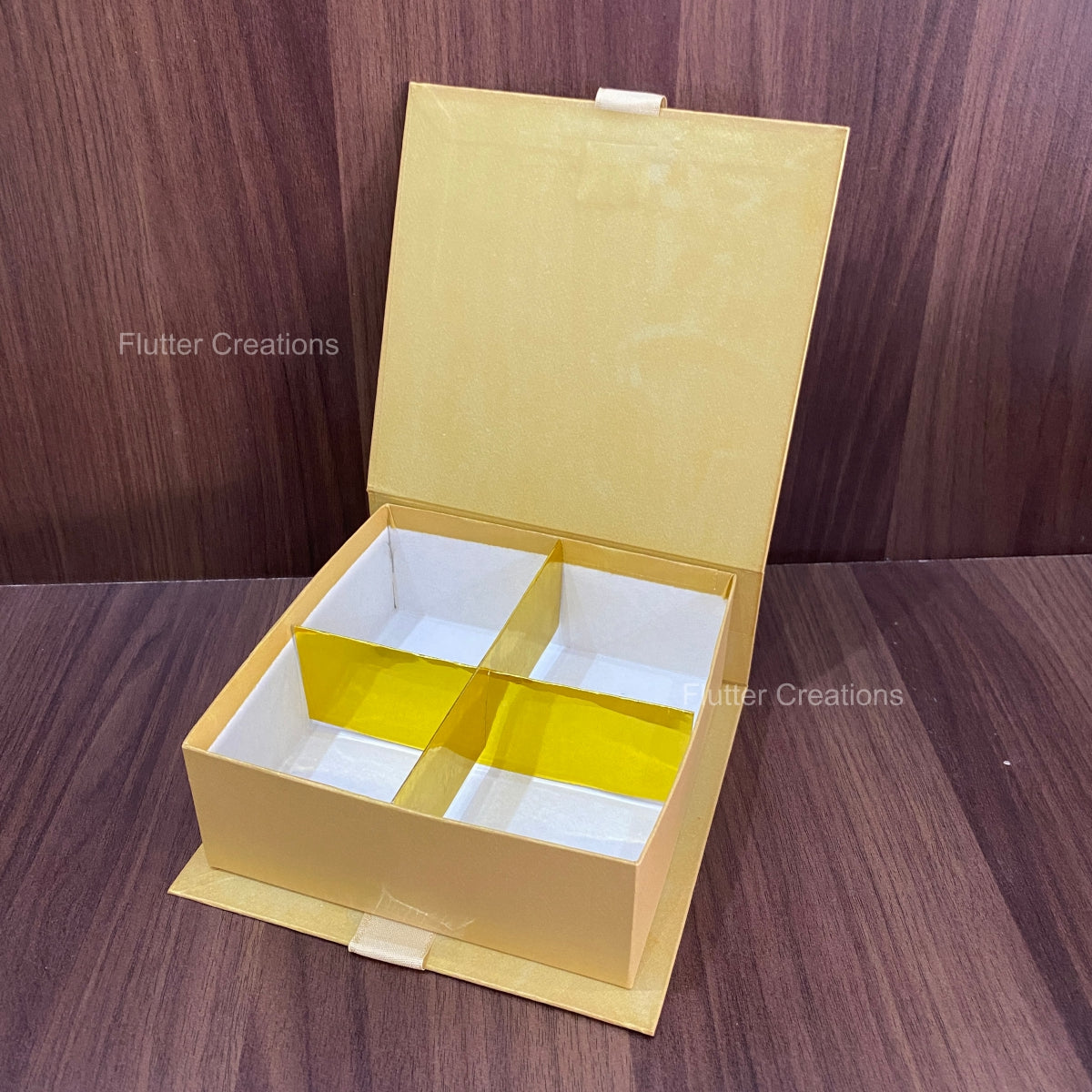 Golden Bookstyle Box with Top Printing & Partition