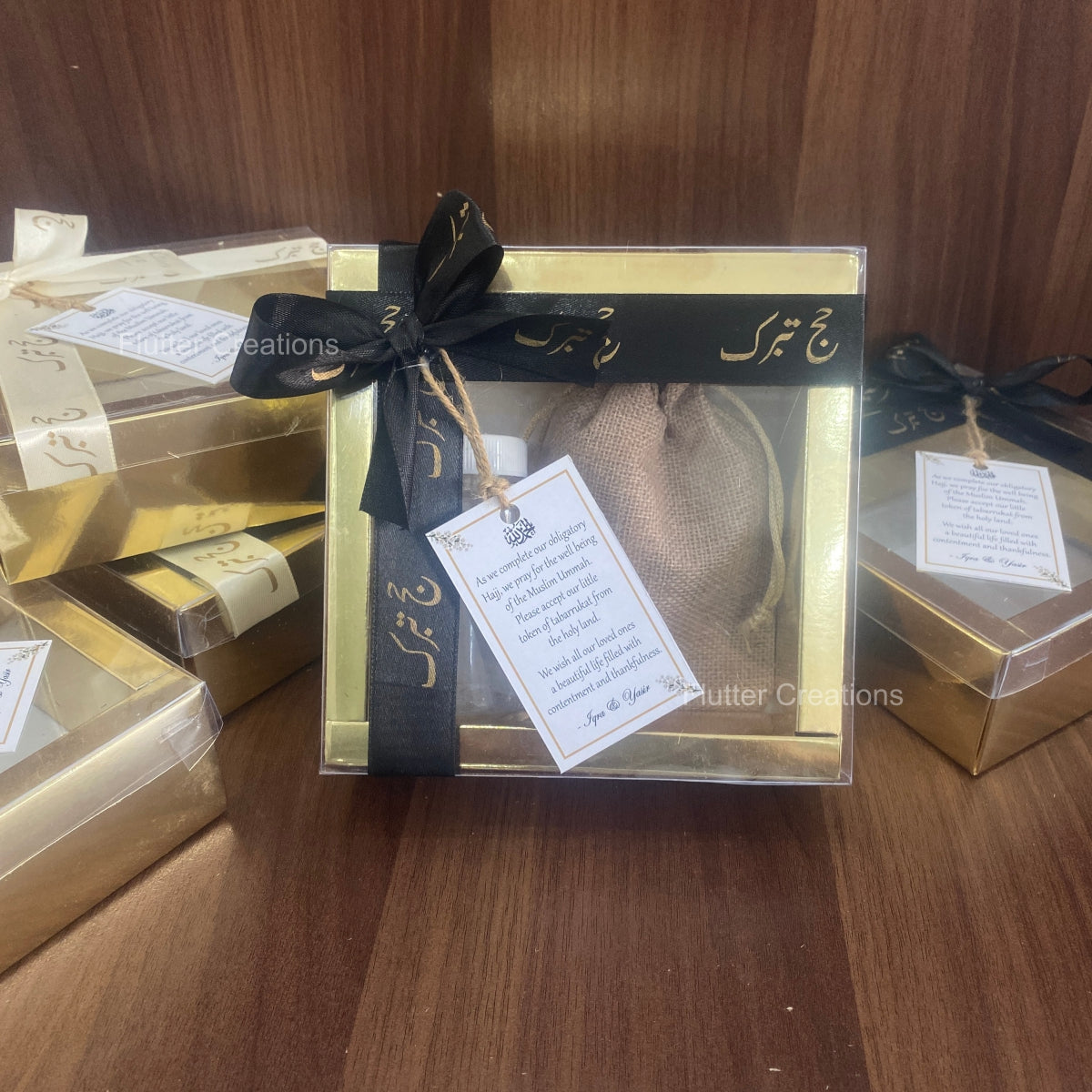 Golden Box with Hajj Ribbon & Customized Tag