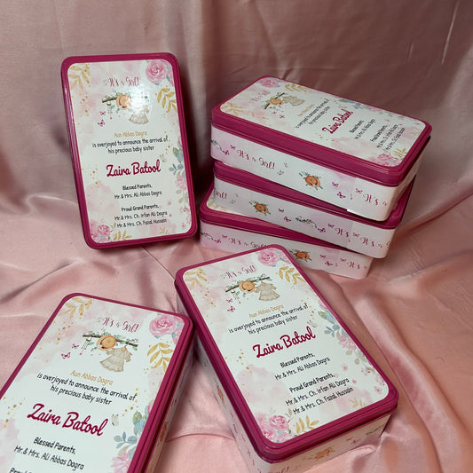 Baby Girl Announcement Tin Box