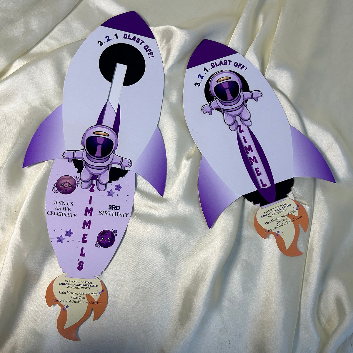 Astronaut Theme Birthday Invitation Cards