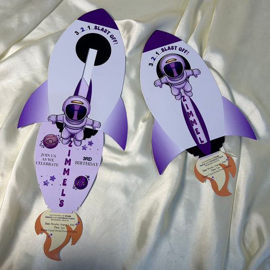 Astronaut Theme Birthday Invitation Cards