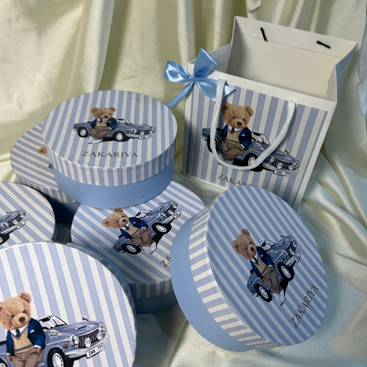 Light Blue Ralph Lauren Baby Boy Announcement Round Box