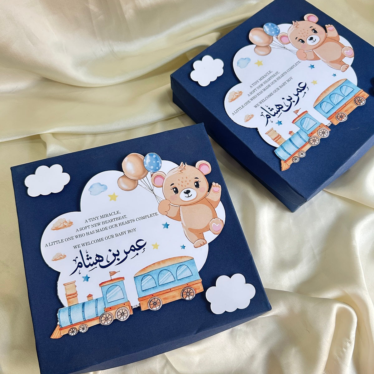 Baby Boy Announcement Box - HAB with Teddy