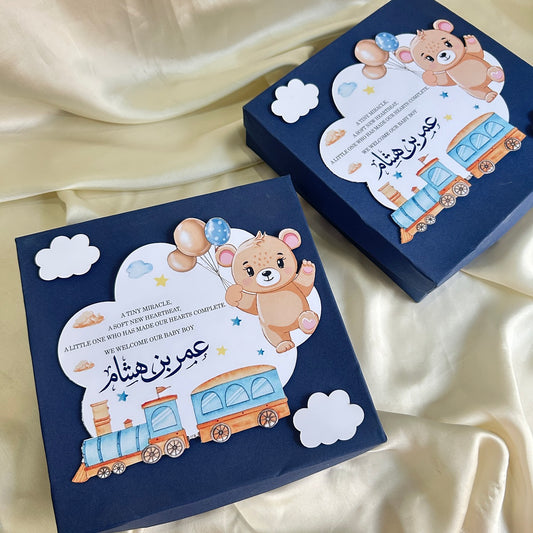 Baby Boy Announcement Box - HAB with Teddy