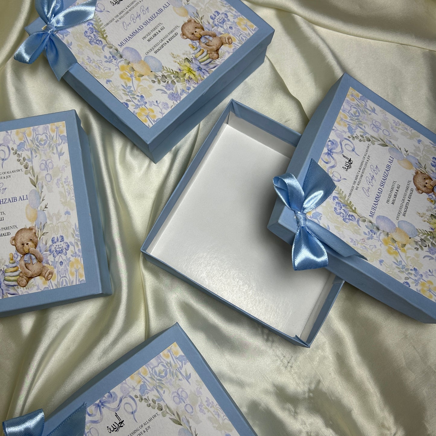 Baby Boy Announcement Box - Teady n Bow Design