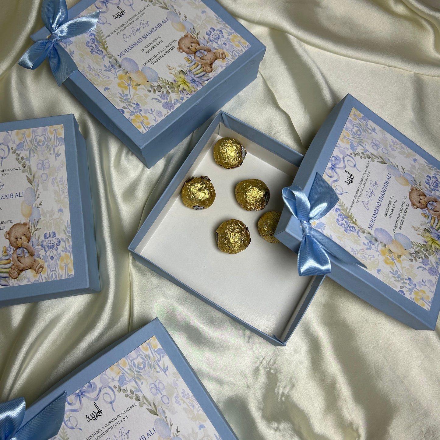 Baby Boy Announcement Box - Teady n Bow Design