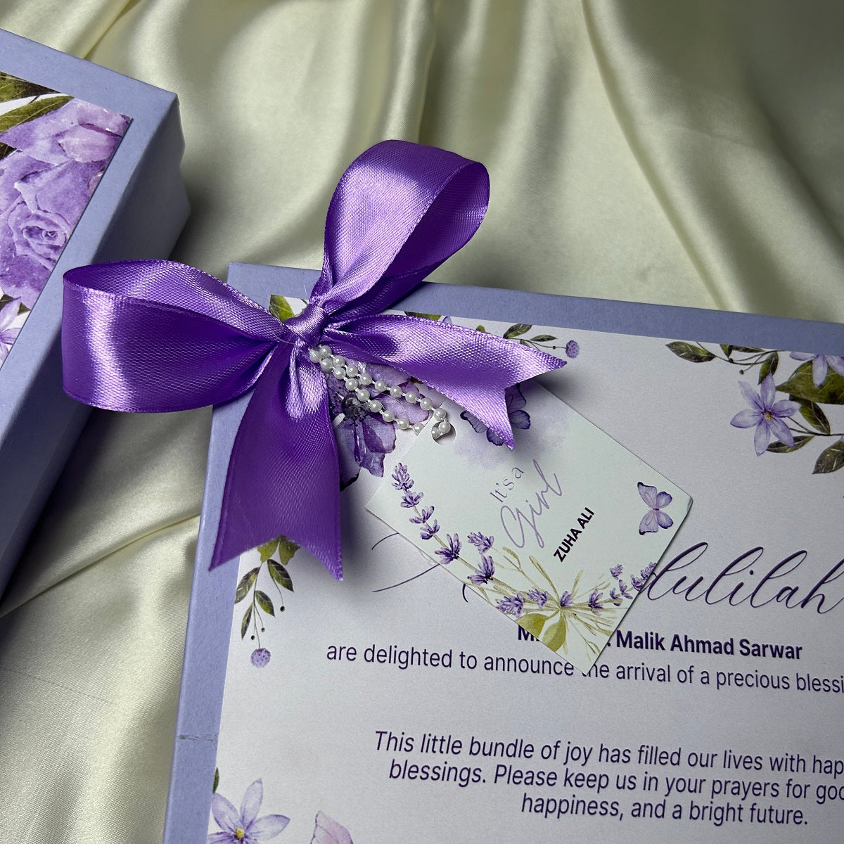 Baby Girl Announcement Box - Butterfly and Floral Theme Design