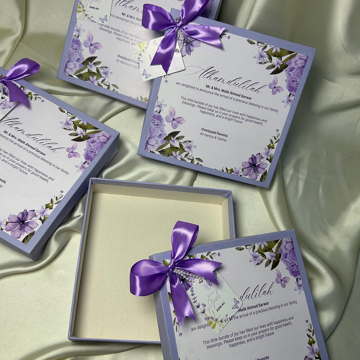 Baby Girl Announcement Box - Butterfly and Floral Theme Design