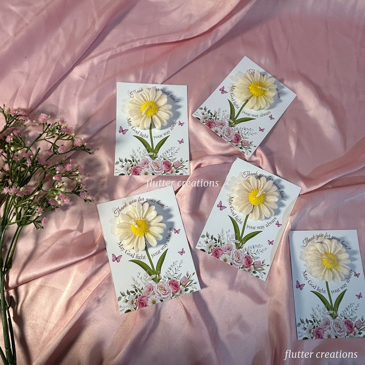 Daisy Candle favour Card