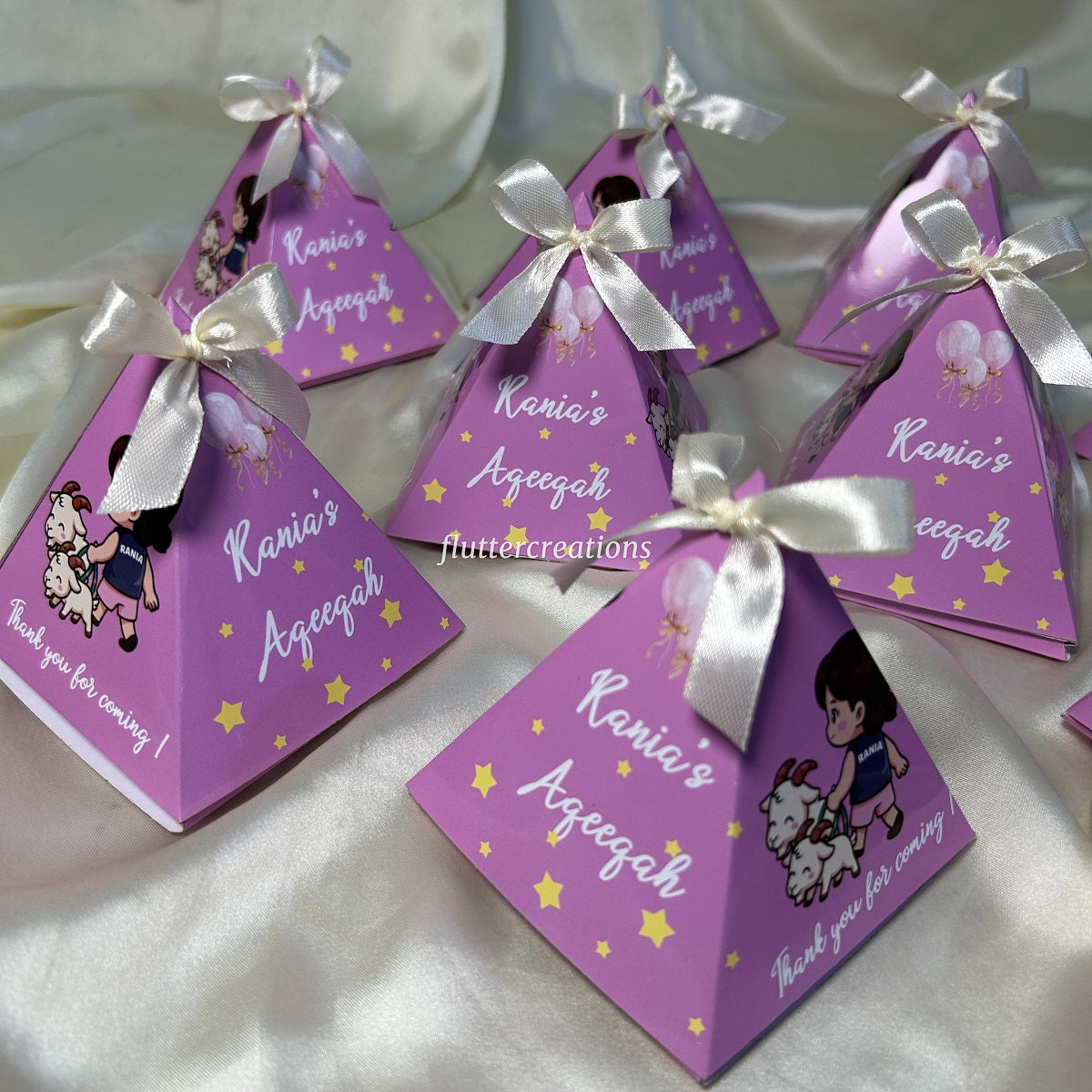 Pyramid Style Girl Aqeeqah Favor Box