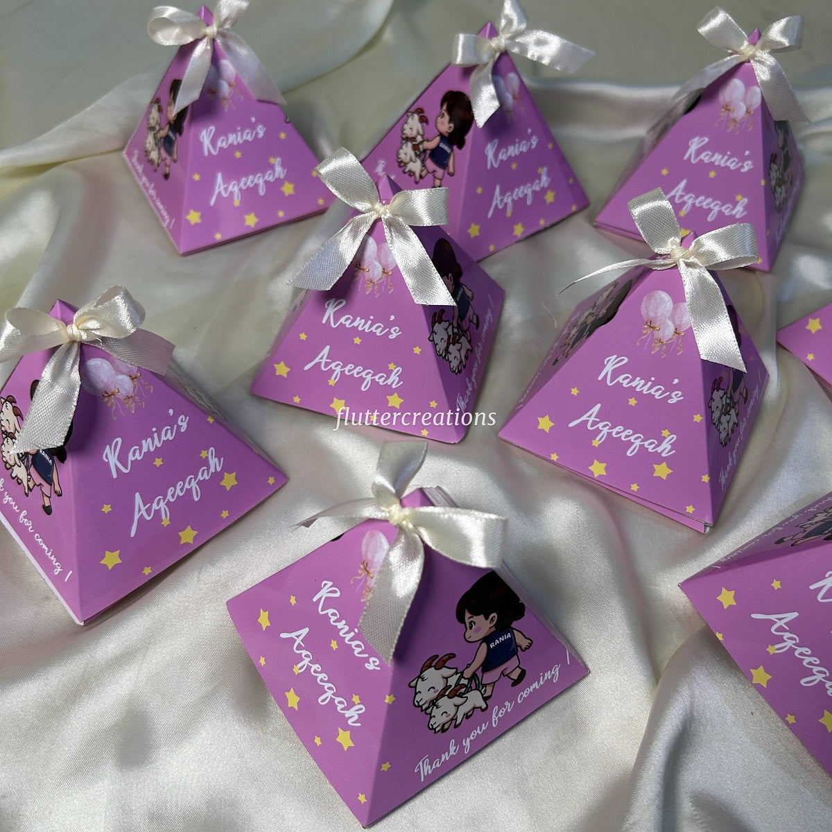Pyramid Style Girl Aqeeqah Favor Box