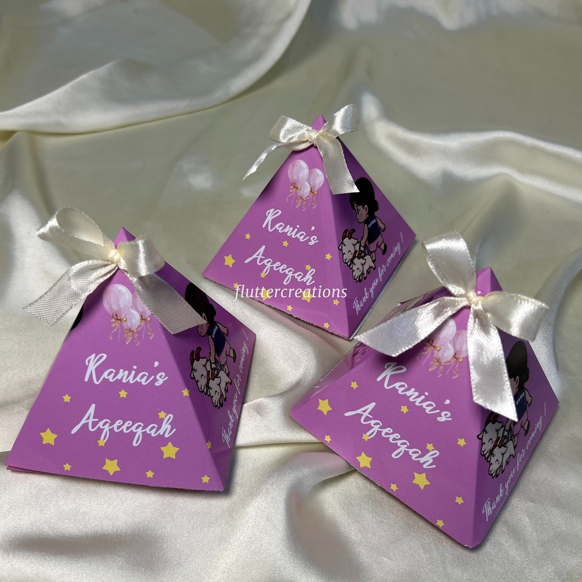 Pyramid Style Girl Aqeeqah Favor Box