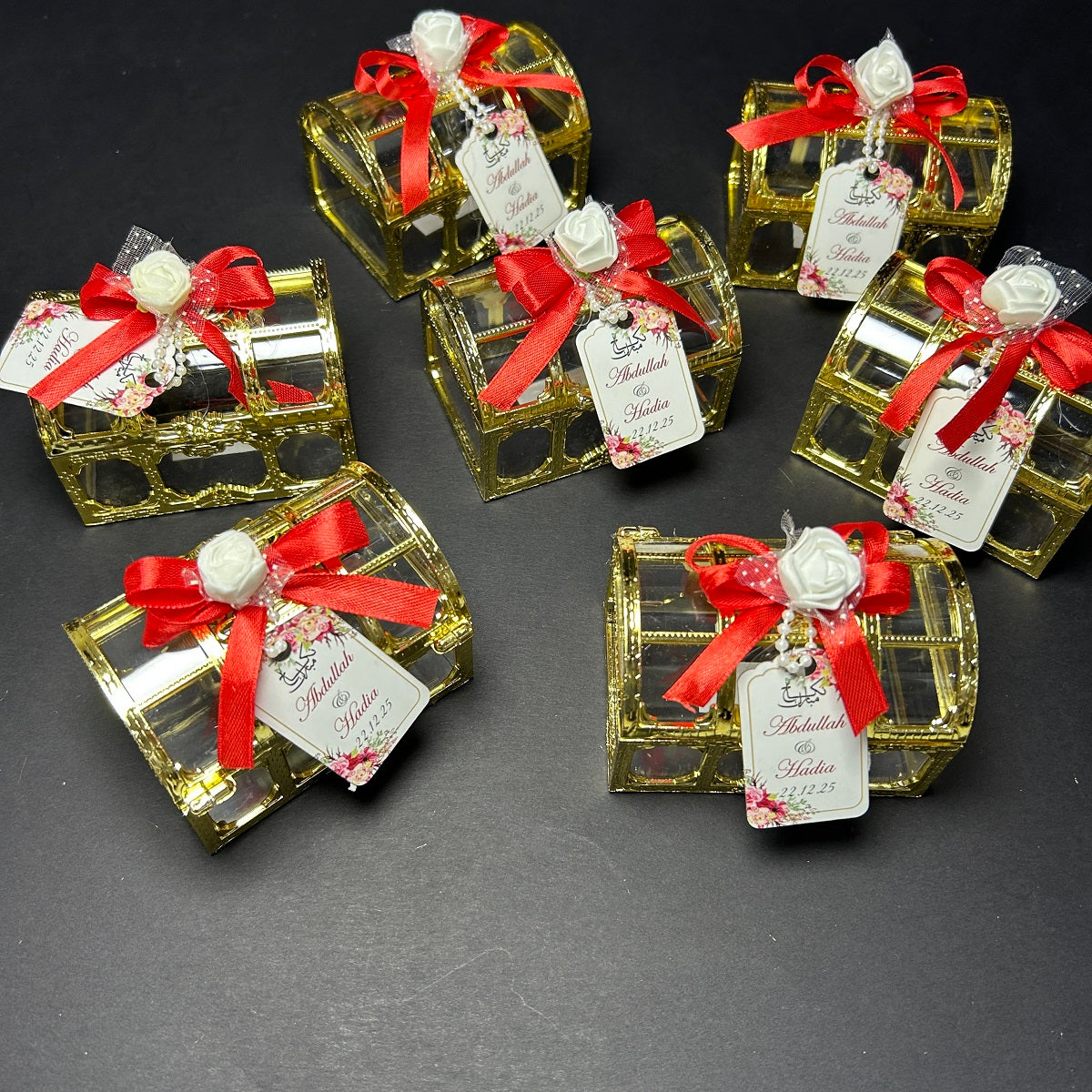 Golden Treasure/Tijori Box with Ribbon, Flower & Tag