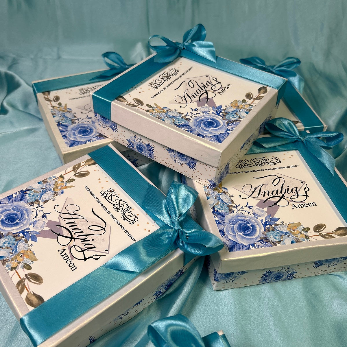 Ameen Box with Floral Theme Print & Ribbon