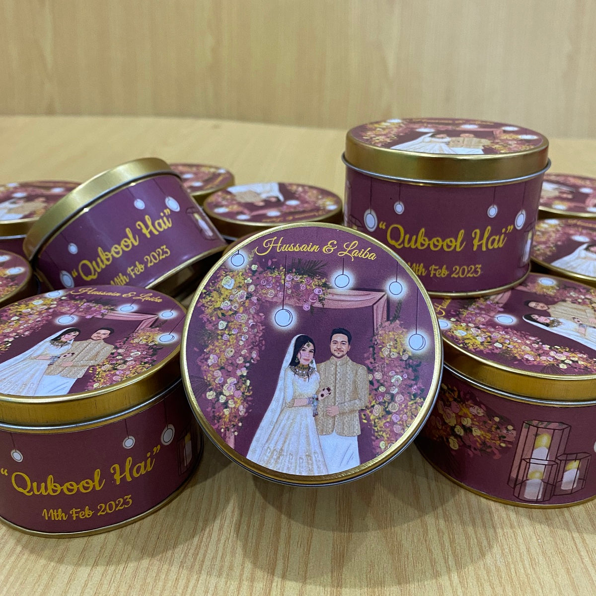Wedding Round Tin Bid Boxes (QABOOL HEI)