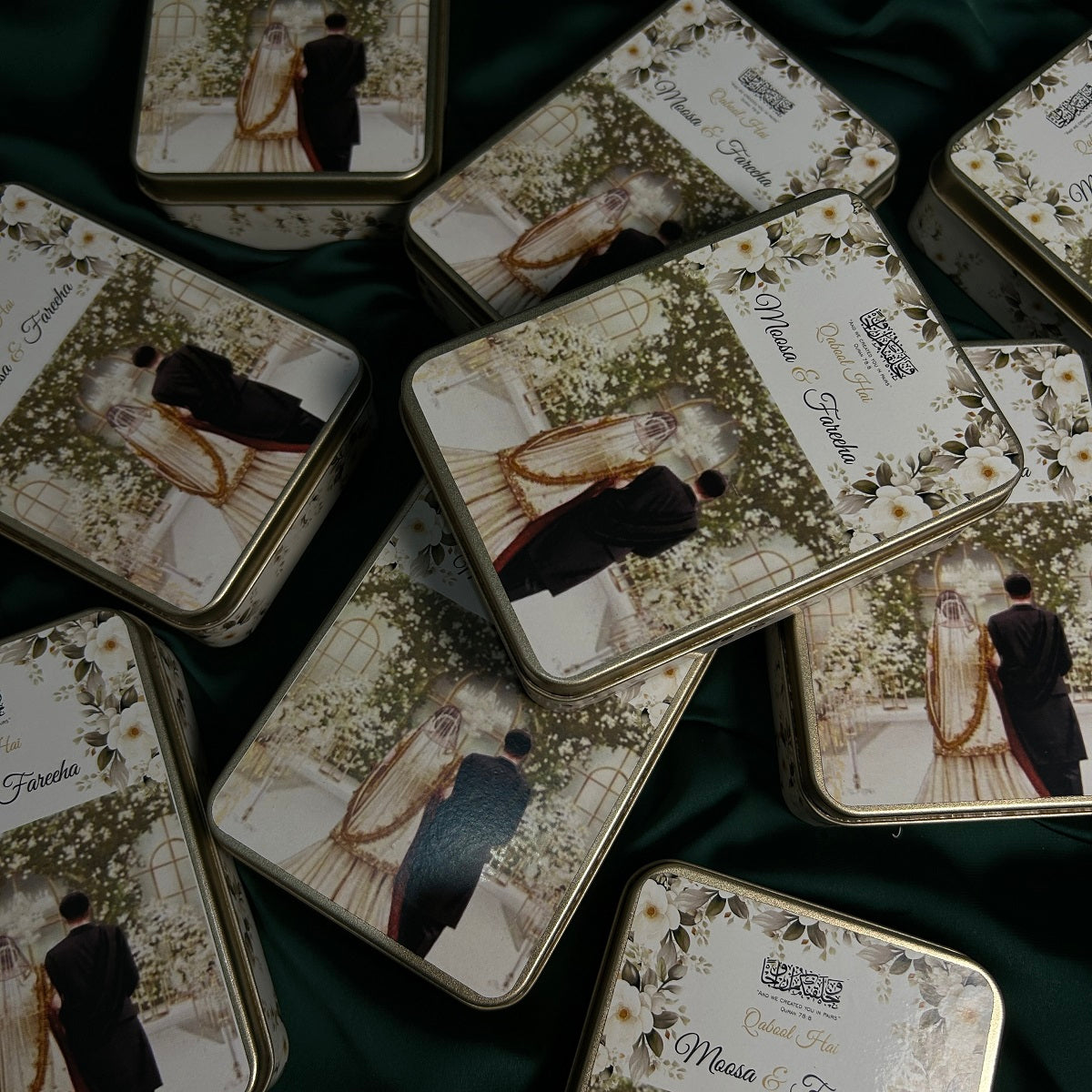 Rectangular Customized "QABOOL HEIN " Print Tin box