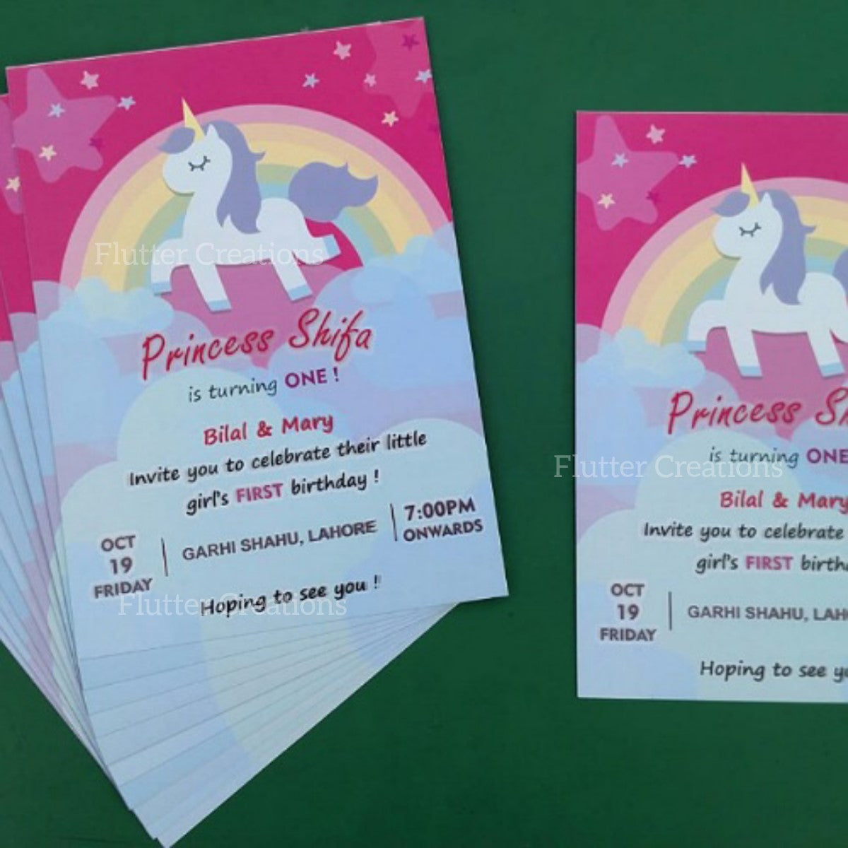 Unicorn Themed Birthday Invite