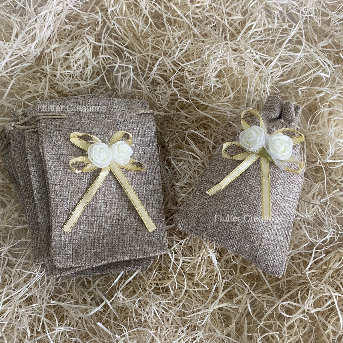 Jute Pouch with flower