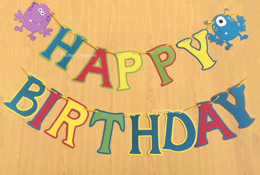 Monster Happy Birthday Banner