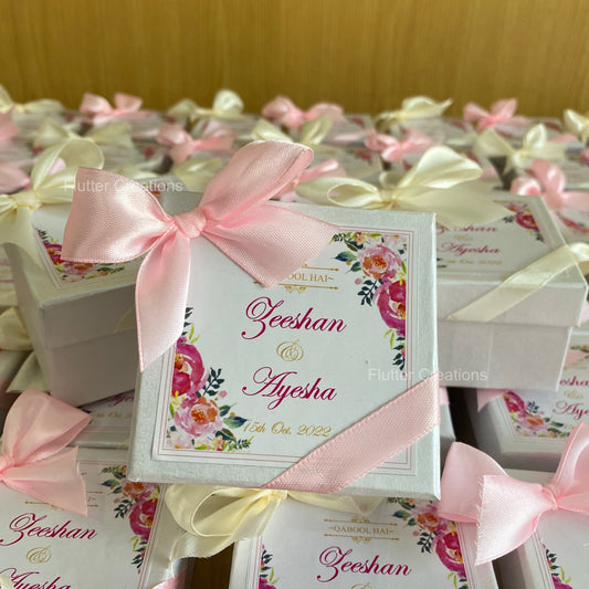 Off White/Pink Ribbon Customized Bid Box