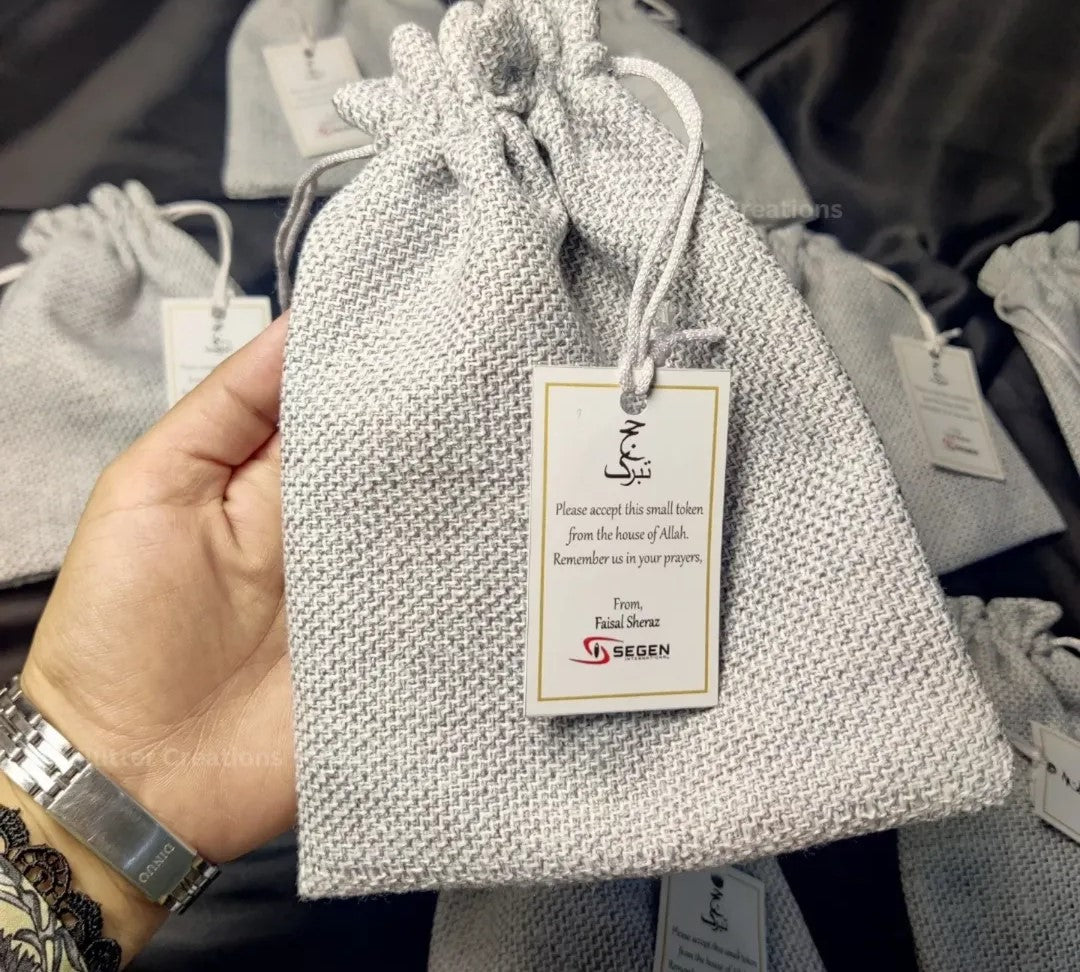 Grey Hajj Pouches/Bags with tag
