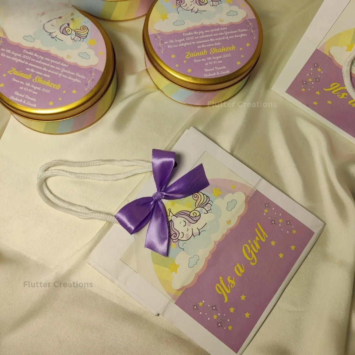 Baby Girl Announcement Box - Unicorn Theme