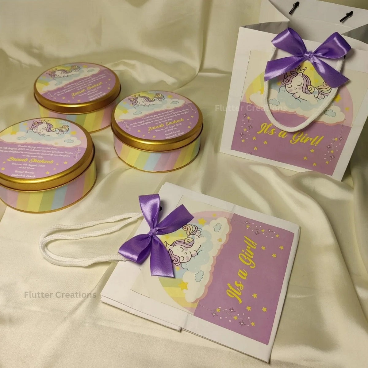 Baby Girl Announcement Box - Unicorn Theme