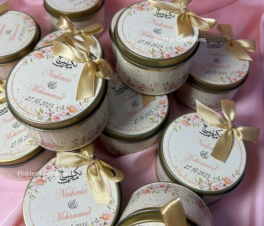 Round Tin Boxes with Golden Ribbon