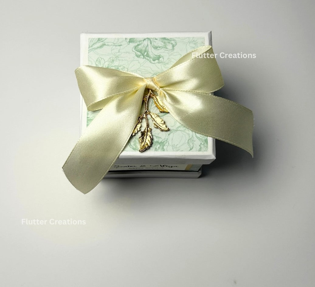 Luxury Bid Box with Golden Leaf & Ribbon