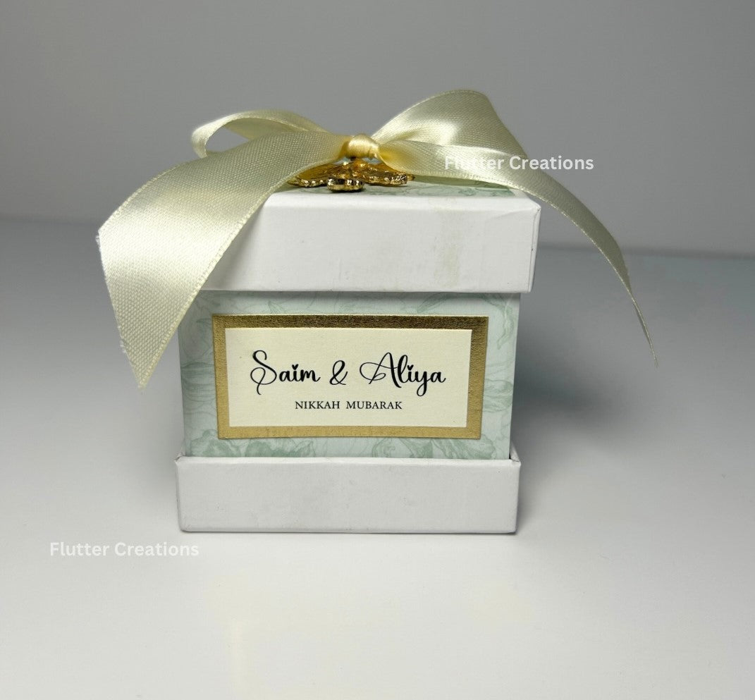 Luxury Bid Box with Golden Leaf & Ribbon