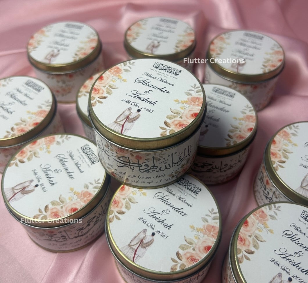 Round tin bid boxes with Customized name and date