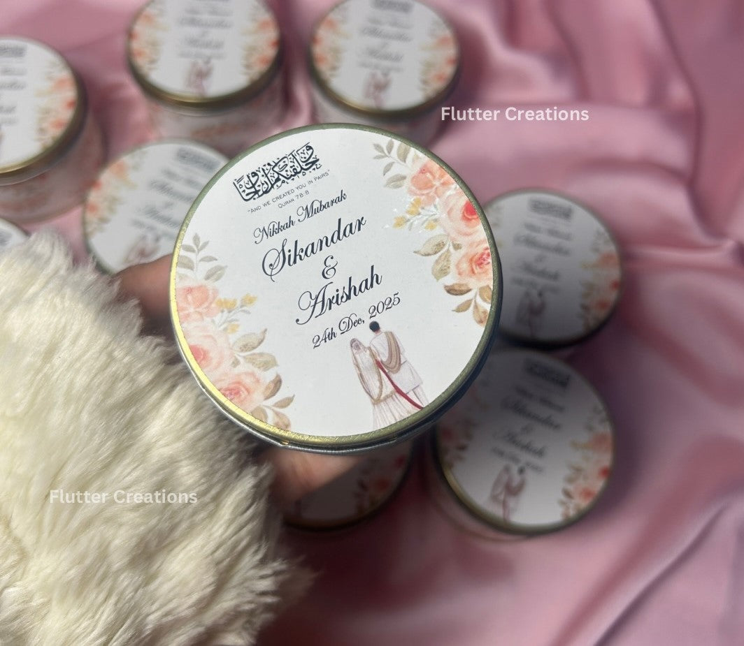 Round tin bid boxes with Customized name and date