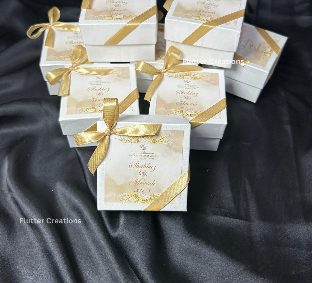 Wedding Mithai Box with golden ribbon