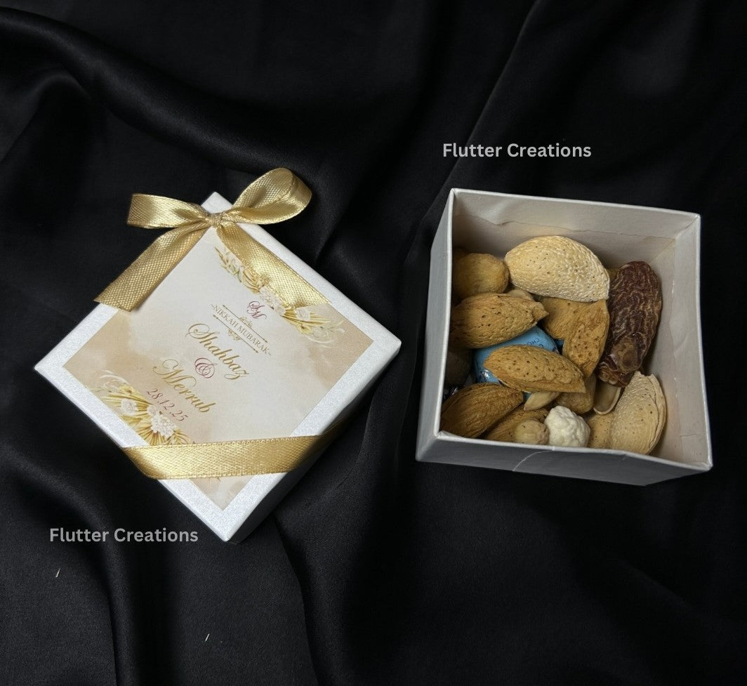 Wedding Mithai Box with golden ribbon
