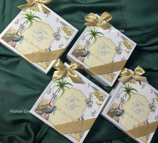 Engagement Mithai Box with Golden Ribbon (peacock design )