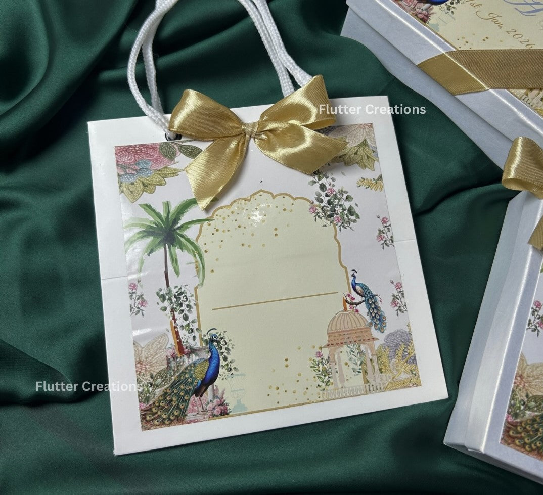 Engagement Mithai Box (peacock design )with Golden Ribbon